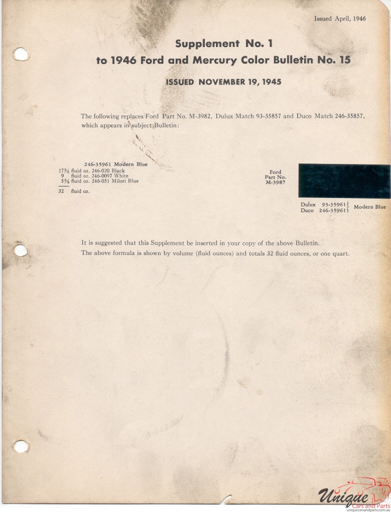 1946 Ford Paint Charts DuPont 2